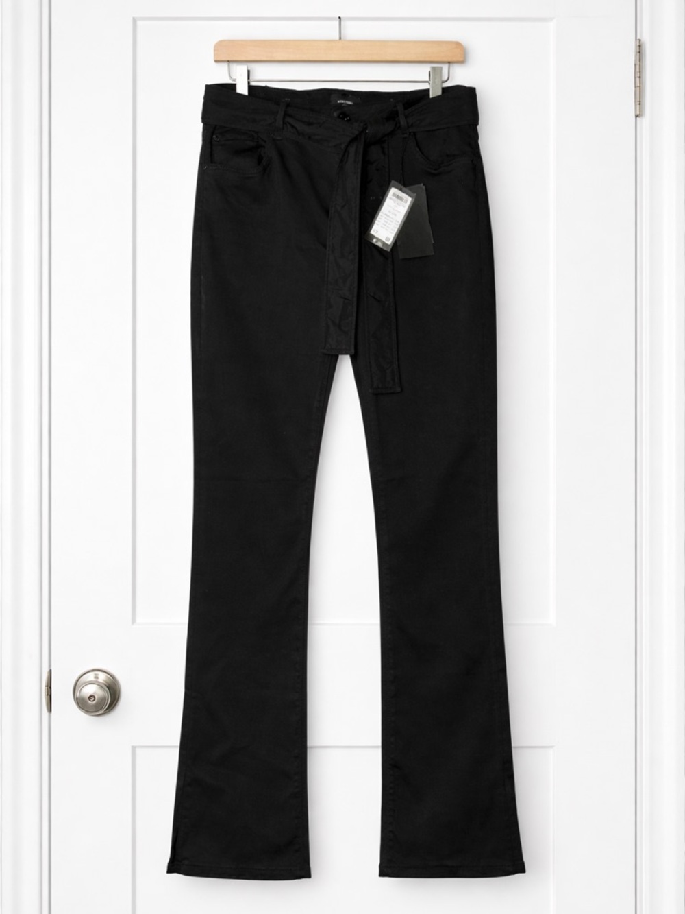 Vero Moda Black High-Rise Tie-Waist Belted Flare Pants Sz XL